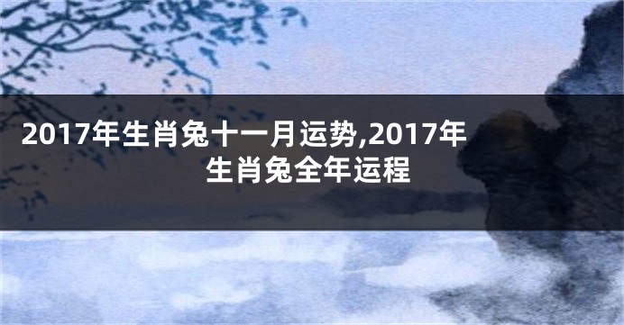 2017年生肖兔十一月运势,2017年生肖兔全年运程
