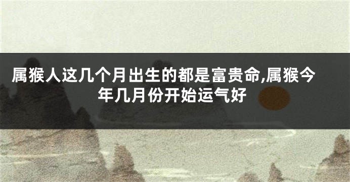 属猴人这几个月出生的都是富贵命,属猴今年几月份开始运气好