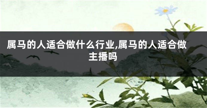 属马的人适合做什么行业,属马的人适合做主播吗