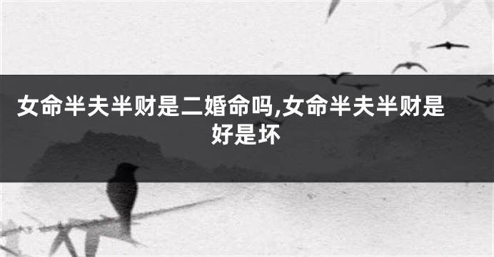女命半夫半财是二婚命吗,女命半夫半财是好是坏