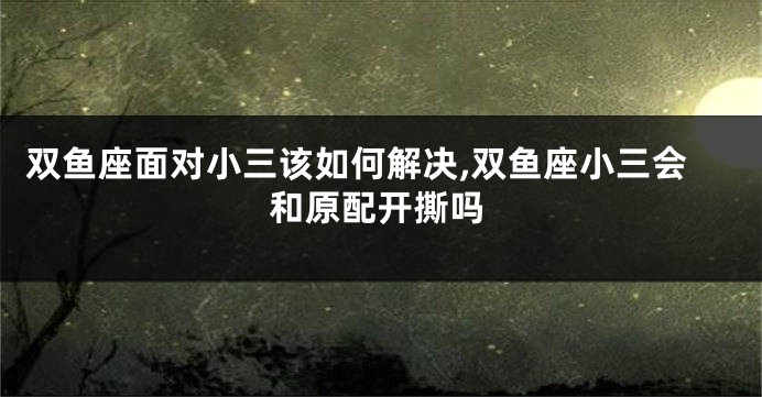 双鱼座面对小三该如何解决,双鱼座小三会和原配开撕吗