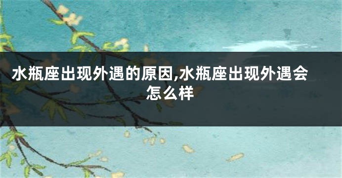 水瓶座出现外遇的原因,水瓶座出现外遇会怎么样