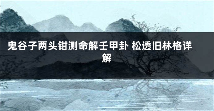 鬼谷子两头钳测命解壬甲卦 松透旧林格详解