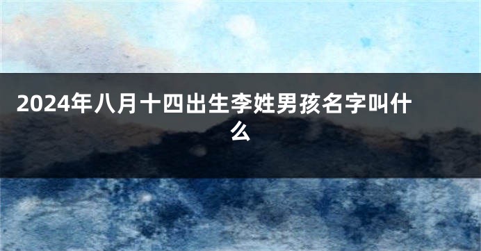 2024年八月十四出生李姓男孩名字叫什么