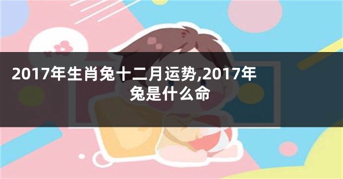 2017年生肖兔十二月运势,2017年兔是什么命