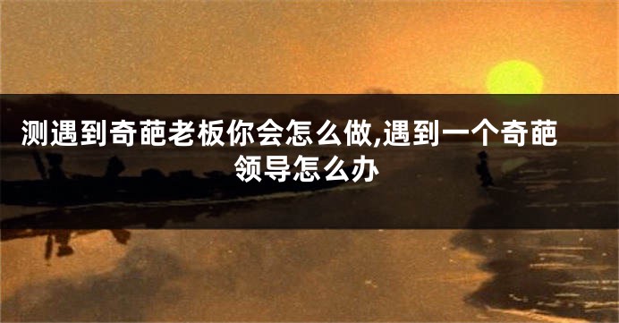 测遇到奇葩老板你会怎么做,遇到一个奇葩领导怎么办