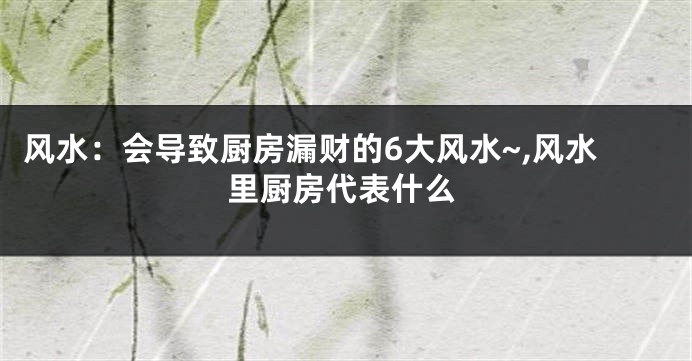 风水：会导致厨房漏财的6大风水~,风水里厨房代表什么