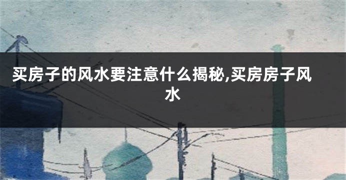 买房子的风水要注意什么揭秘,买房房子风水