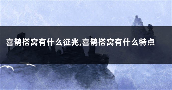 喜鹊搭窝有什么征兆,喜鹊搭窝有什么特点