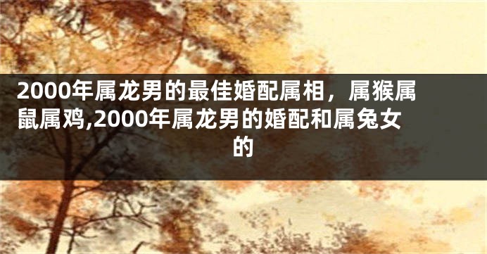 2000年属龙男的最佳婚配属相，属猴属鼠属鸡,2000年属龙男的婚配和属兔女的