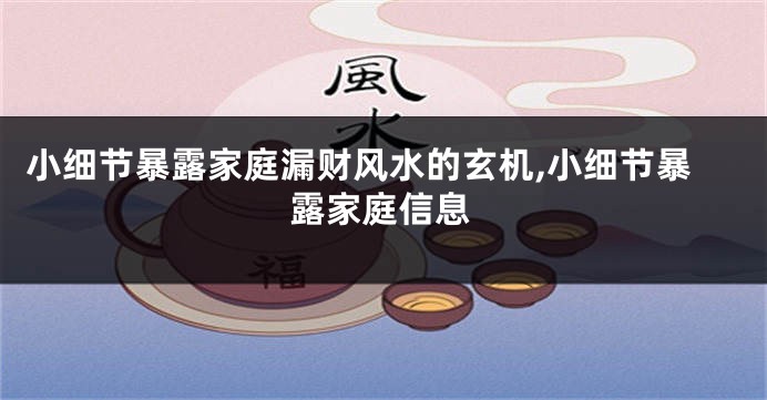 小细节暴露家庭漏财风水的玄机,小细节暴露家庭信息