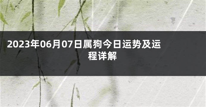 2023年06月07日属狗今日运势及运程详解