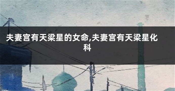 夫妻宫有天梁星的女命,夫妻宫有天梁星化科