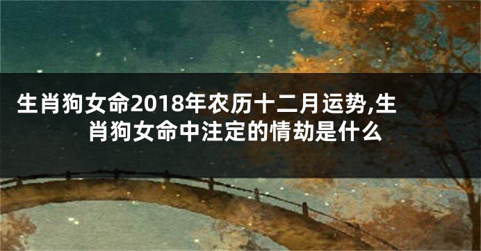 生肖狗女命2018年农历十二月运势,生肖狗女命中注定的情劫是什么