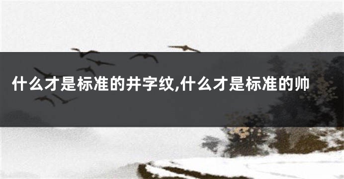 什么才是标准的井字纹,什么才是标准的帅