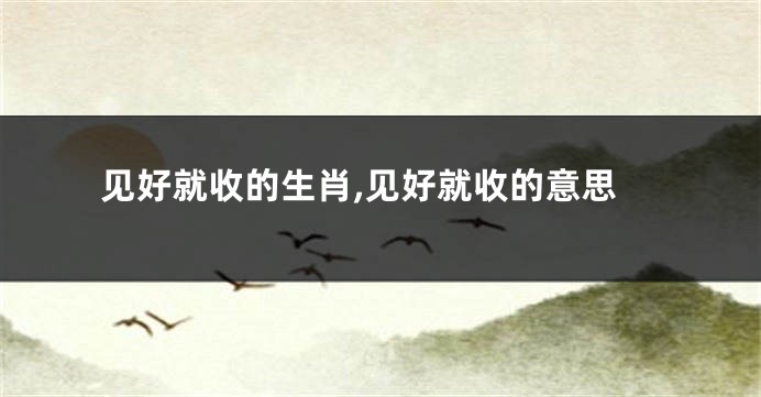 见好就收的生肖,见好就收的意思