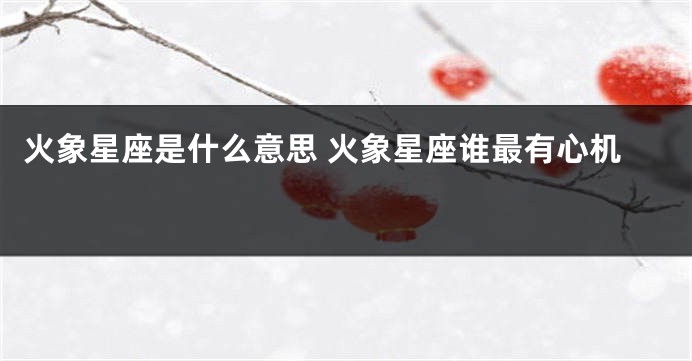 火象星座是什么意思 火象星座谁最有心机 