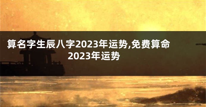 算名字生辰八字2023年运势,免费算命2023年运势