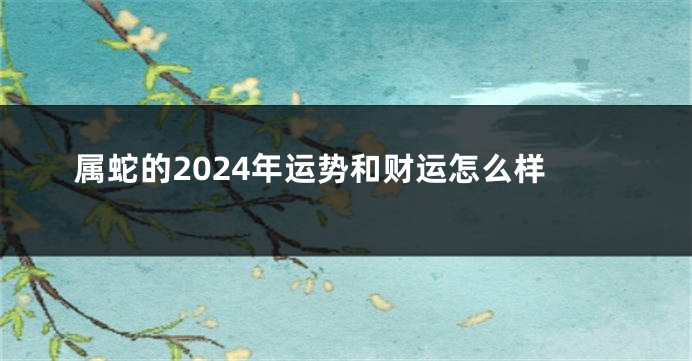 属蛇的2024年运势和财运怎么样
