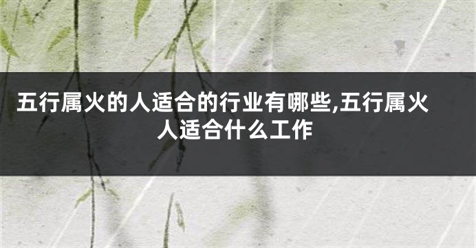 五行属火的人适合的行业有哪些,五行属火人适合什么工作