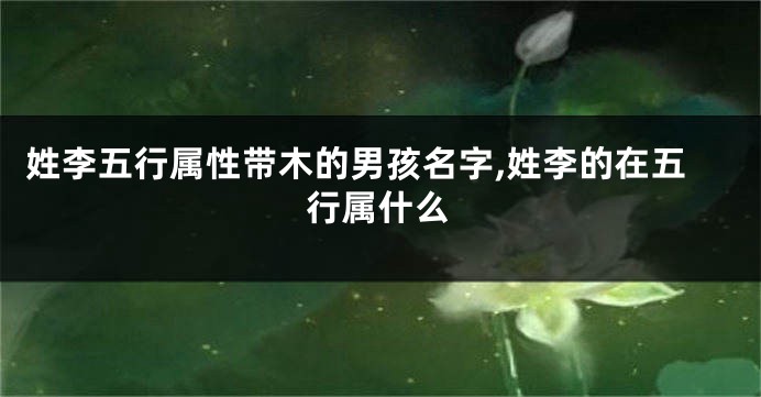 姓李五行属性带木的男孩名字,姓李的在五行属什么