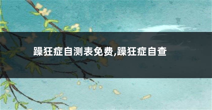躁狂症自测表免费,躁狂症自查