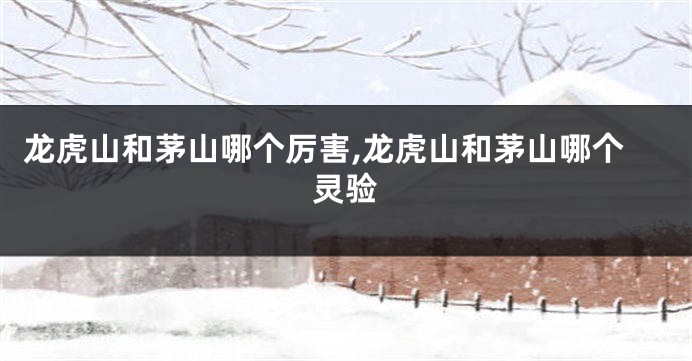 龙虎山和茅山哪个厉害,龙虎山和茅山哪个灵验