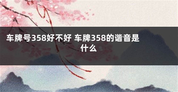 车牌号358好不好 车牌358的谐音是什么