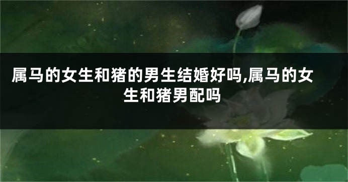 属马的女生和猪的男生结婚好吗,属马的女生和猪男配吗