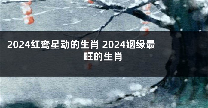 2024红鸾星动的生肖 2024姻缘最旺的生肖