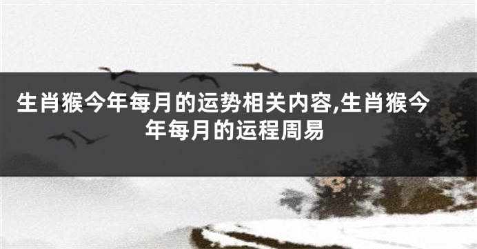 生肖猴今年每月的运势相关内容,生肖猴今年每月的运程周易