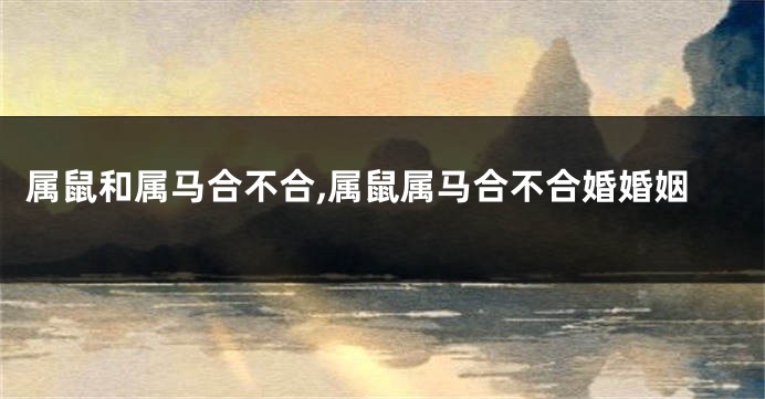 属鼠和属马合不合,属鼠属马合不合婚婚姻