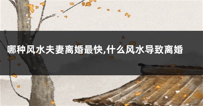 哪种风水夫妻离婚最快,什么风水导致离婚