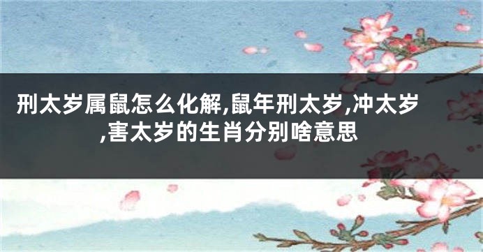 刑太岁属鼠怎么化解,鼠年刑太岁,冲太岁,害太岁的生肖分别啥意思