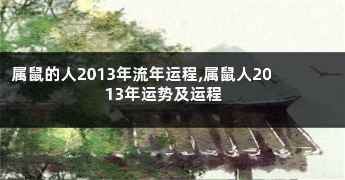属鼠的人2013年流年运程,属鼠人2013年运势及运程