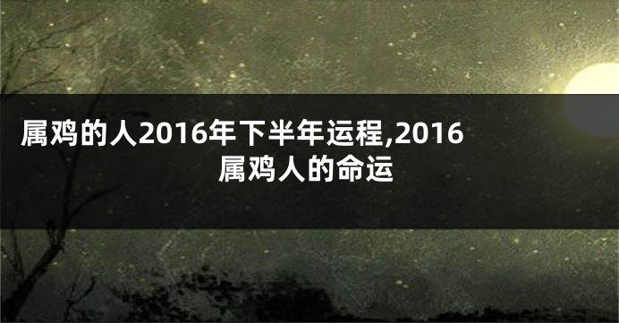 属鸡的人2016年下半年运程,2016属鸡人的命运