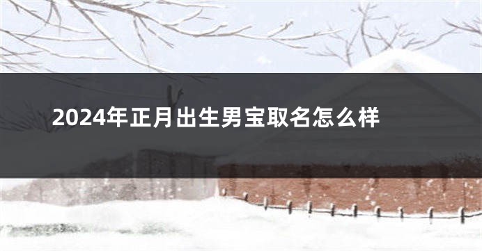 2024年正月出生男宝取名怎么样