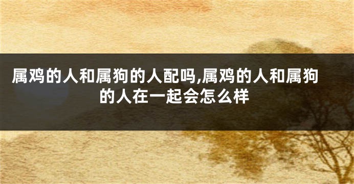 属鸡的人和属狗的人配吗,属鸡的人和属狗的人在一起会怎么样