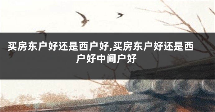 买房东户好还是西户好,买房东户好还是西户好中间户好