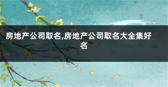房地产公司取名,房地产公司取名大全集好名