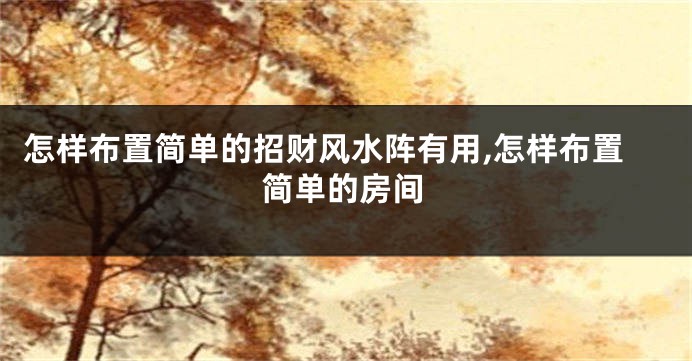 怎样布置简单的招财风水阵有用,怎样布置简单的房间
