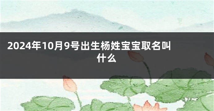 2024年10月9号出生杨姓宝宝取名叫什么
