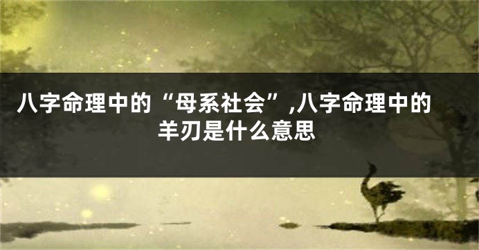 八字命理中的“母系社会”,八字命理中的羊刃是什么意思
