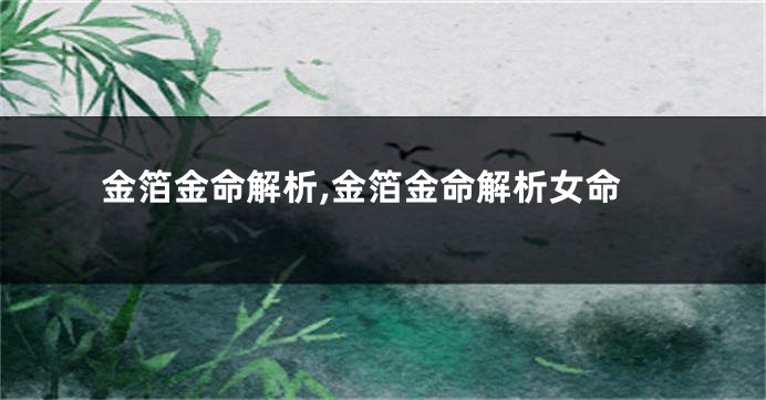 金箔金命解析,金箔金命解析女命