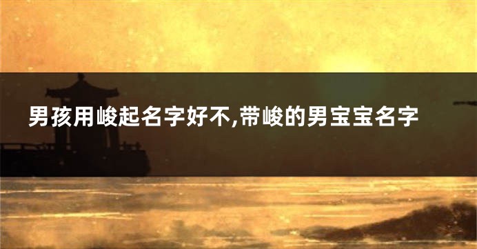 男孩用峻起名字好不,带峻的男宝宝名字