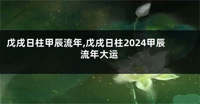 戊戌日柱甲辰流年,戊戌日柱2024甲辰流年大运