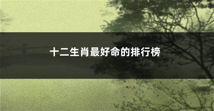 十二生肖最好命的排行榜