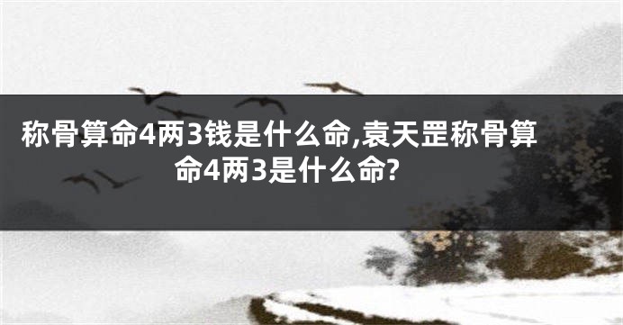 称骨算命4两3钱是什么命,袁天罡称骨算命4两3是什么命?