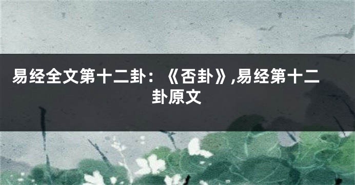 易经全文第十二卦：《否卦》,易经第十二卦原文