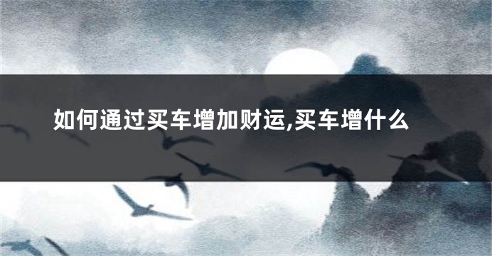 如何通过买车增加财运,买车增什么